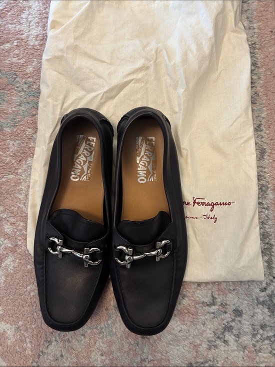 Salvatore Ferragamo Shoes - Salvatore Ferragamo Black Leather Bit-Trim Slip-On Loafers
